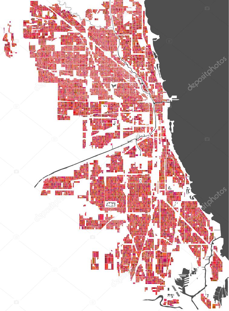 map of the city of Chicago, USA