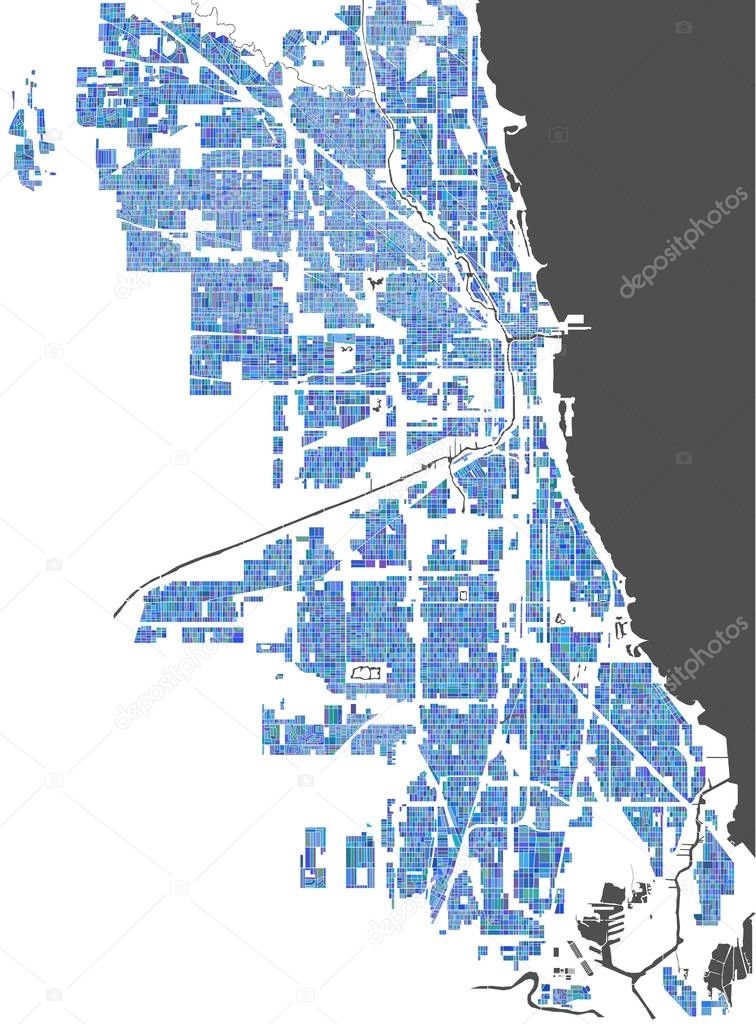 map of the city of Chicago, USA