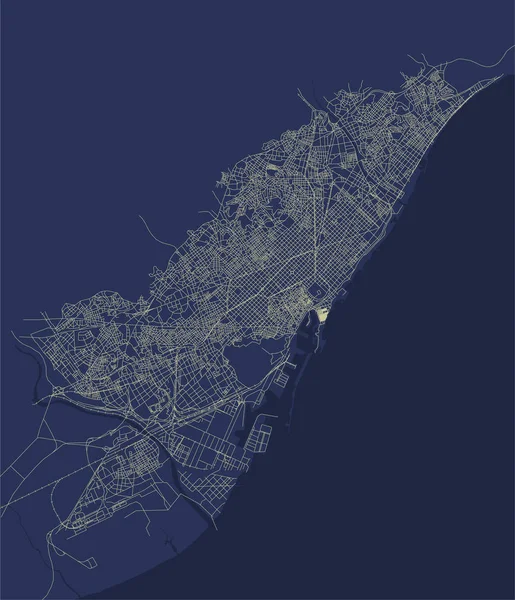 Mapa do centro da cidade de Barcelona, Espanha — Vetor de Stock