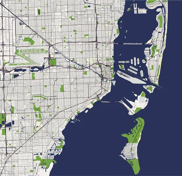 Карта міста Маямі, США — стоковий вектор