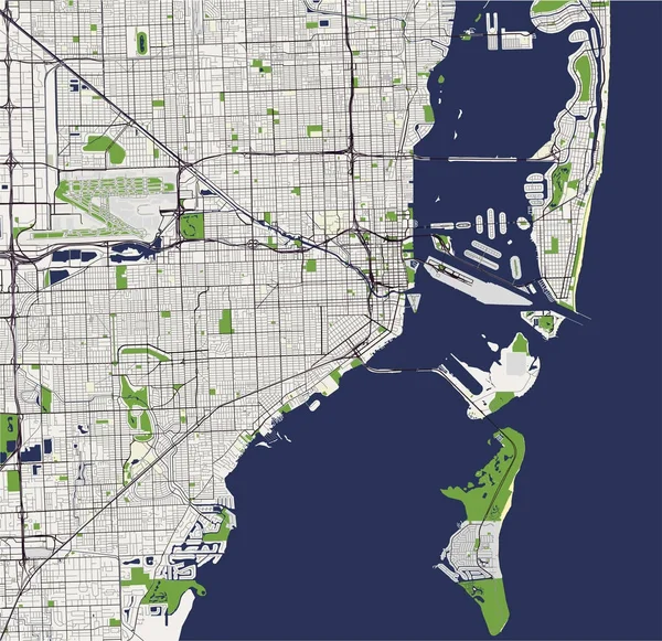 Miami, ABD şehir haritası — Stok Vektör