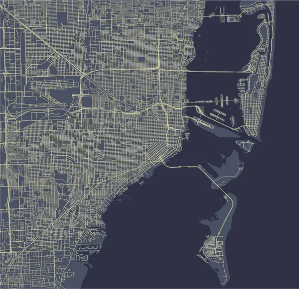 Karte der Stadt Miami, USA — Stockvektor