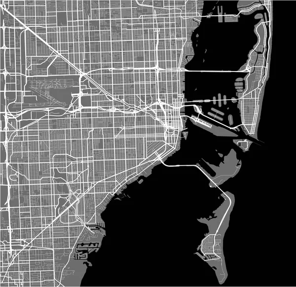 Mapa de la ciudad de Miami, Estados Unidos — Archivo Imágenes Vectoriales