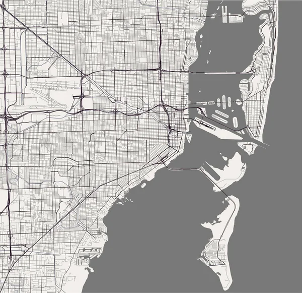 マイアミ、アメリカ合衆国の都市の地図 — ストックベクタ