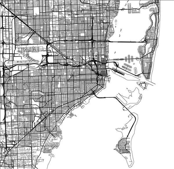 Mapa da cidade de Miami, EUA — Vetor de Stock