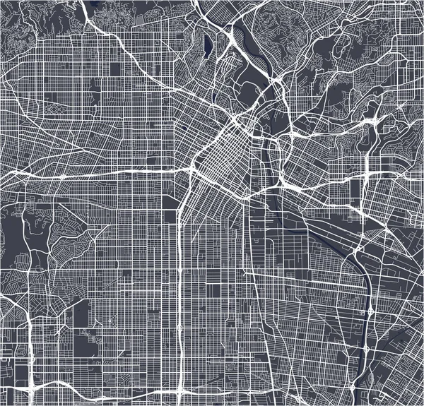 Carte de la ville de Los Angeles, États-Unis — Image vectorielle