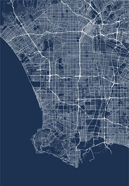 Mapa de la ciudad de Los Ángeles, Estados Unidos — Archivo Imágenes Vectoriales