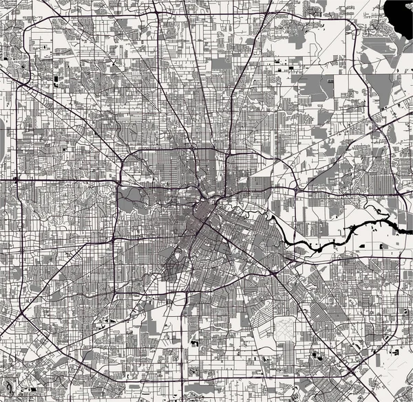 Mapa de la ciudad de Houston, Estados Unidos estado de Texas, Estados Unidos — Vector de stock