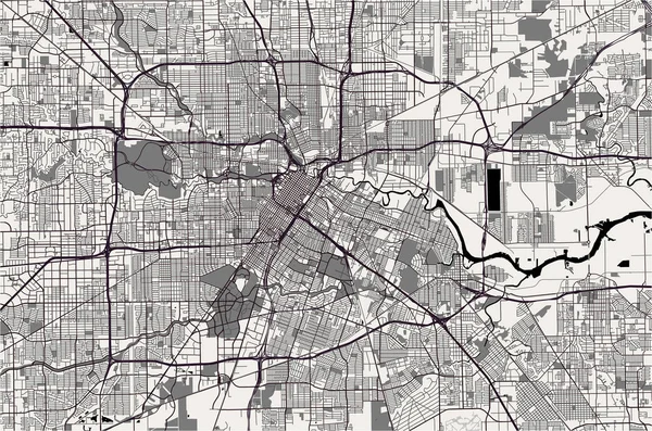 Karta från city of Houston, amerikanska delstaten Texas, Usa — Stock vektor