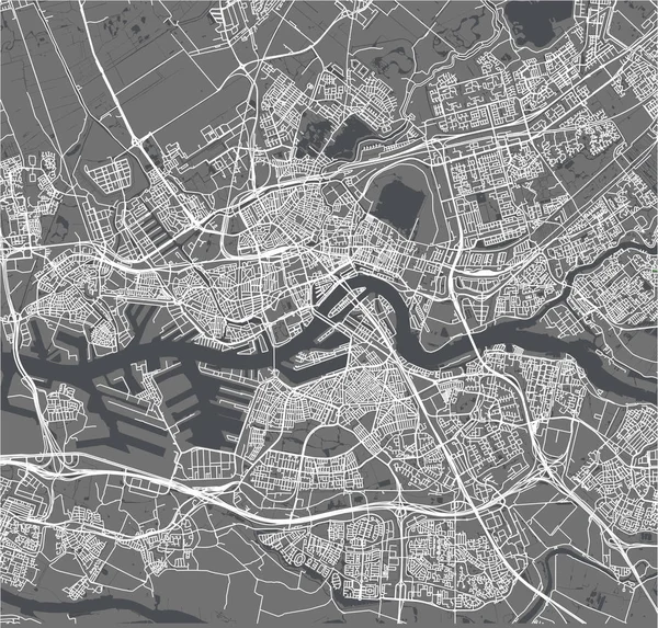 Carte de la ville de Rotterdam, Hollande-Méridionale, Pays-Bas — Image vectorielle