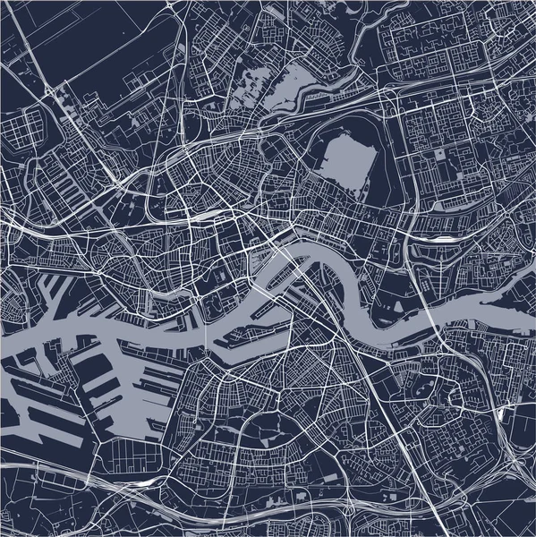 Mapa da cidade de Rotterdam, na Holanda do Sul, Países Baixos —  Vetores de Stock