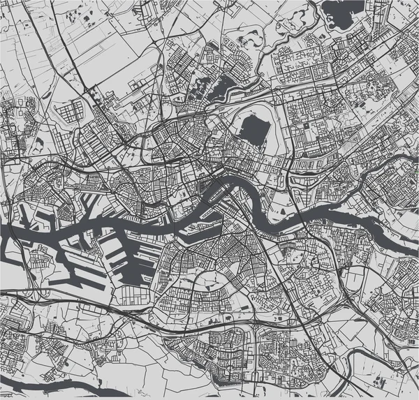 Mapa da cidade de Rotterdam, na Holanda do Sul, Países Baixos — Vetor de Stock