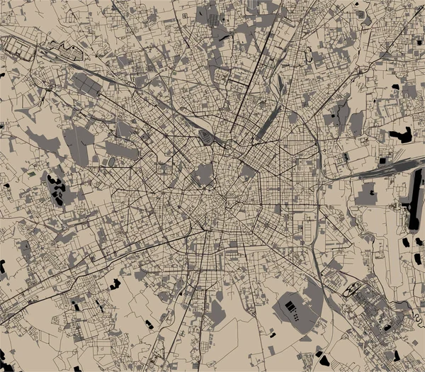 Mapa da cidade de Milão, capital da Lombardia, Itália — Vetor de Stock