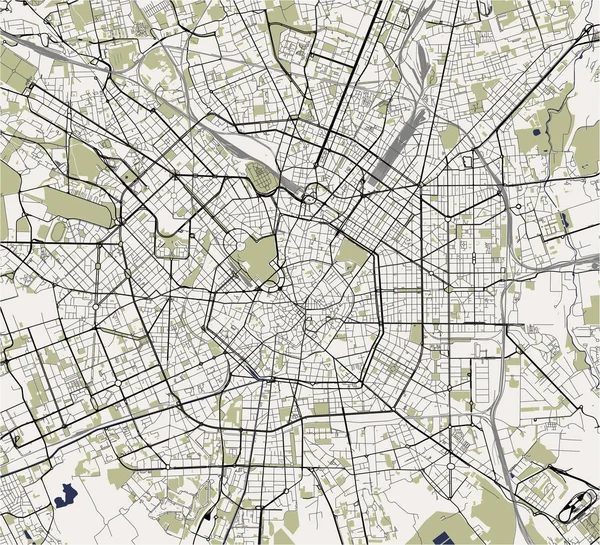 Mapa města Milán, hlavní město Lombardie, Itálie — Stockový vektor