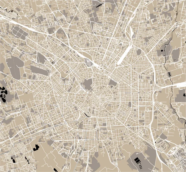 Mapa města Milán, hlavní město Lombardie, Itálie — Stockový vektor