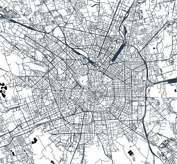 Milánó, Lombardia, Olaszország fővárosa térképén — Stock Vector