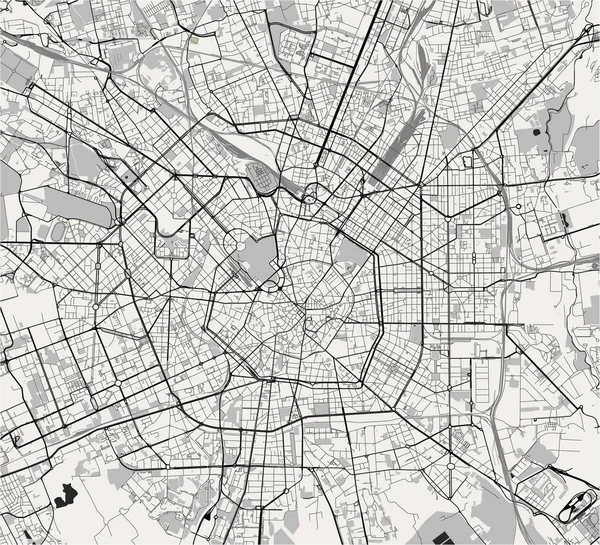 Karta över Milano, huvudstad i Lombardiet, Italien — Stock vektor