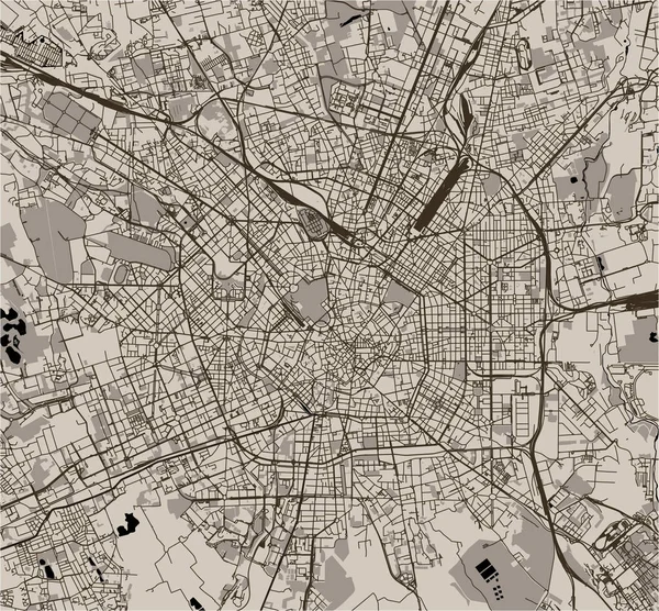 Kaart van de stad van Milaan, de hoofdstad van Lombardije, Italië — Stockvector