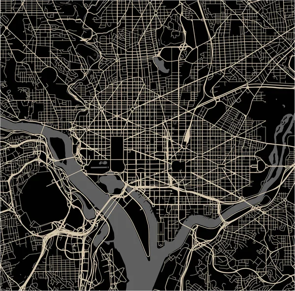 Karte der Stadt Washington, D.C., USA — Stockvektor