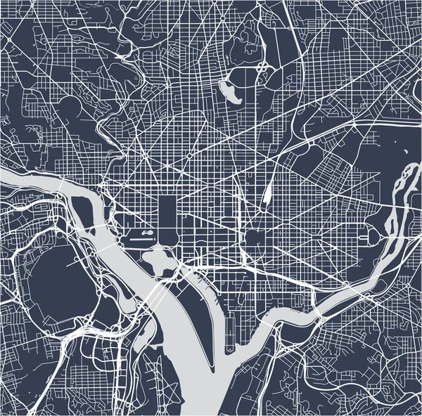 Karte der Stadt Washington, D.C., USA — Stockvektor