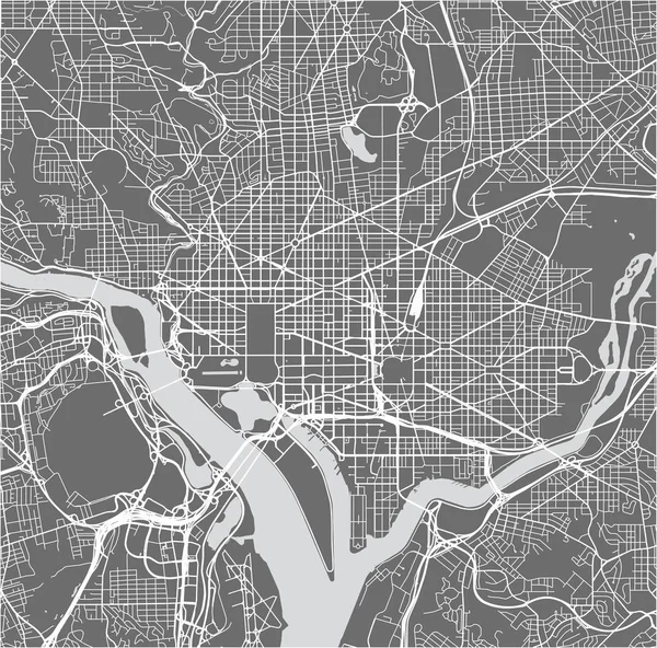 Mapa da cidade de Washington, D.C., EUA — Vetor de Stock