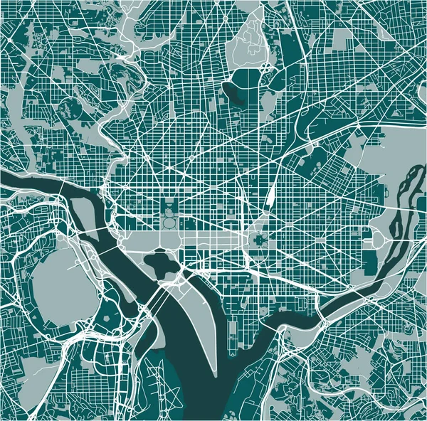 미국 워싱턴 D.C. 의 지도 — 스톡 벡터