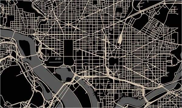 미국 워싱턴 D.C. 의 지도 — 스톡 벡터