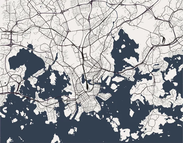 Mapa města Helsinky, Finsko — Stockový vektor