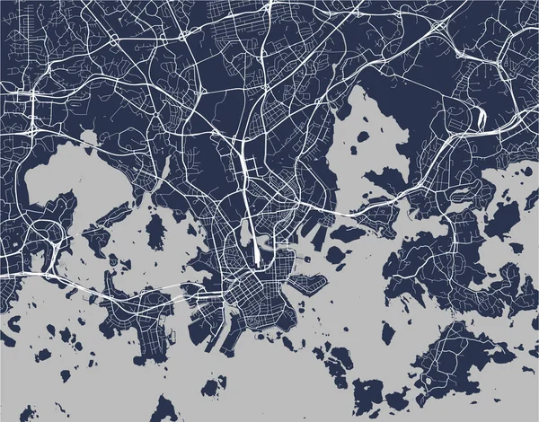 Helsinki, Finlandiya Haritası — Stok Vektör