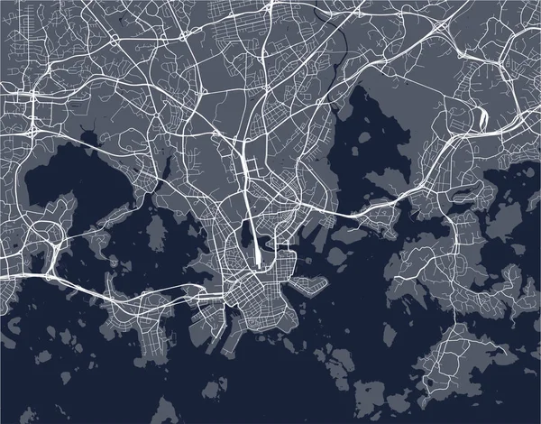Mapa de la ciudad de Helsinki, Finlandia — Vector de stock