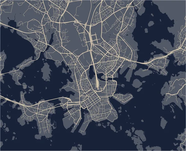 Mapa města Helsinky, Finsko — Stockový vektor