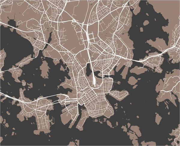 Mapa da cidade de Helsinki, Finlândia — Vetor de Stock
