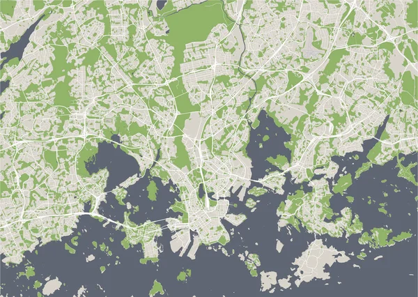Mapa de la ciudad de Helsinki, Finlandia — Archivo Imágenes Vectoriales