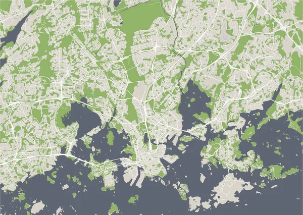 Mapa da cidade de Helsinki, Finlândia — Vetor de Stock