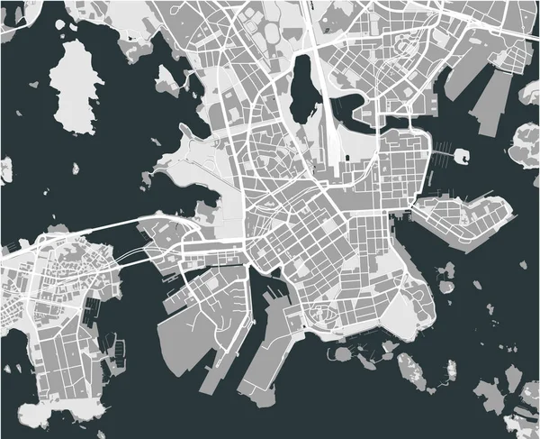 Mapa de la ciudad de Helsinki, Finlandia — Vector de stock
