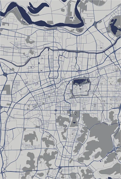 Çin 'in Jinan şehrinin haritası. — Stok Vektör
