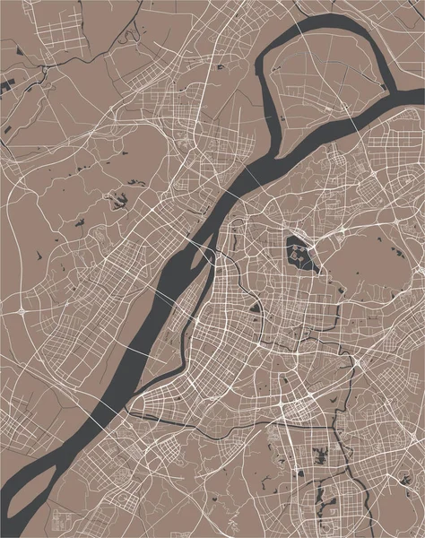 Mapa de la ciudad de Nankín, China — Vector de stock