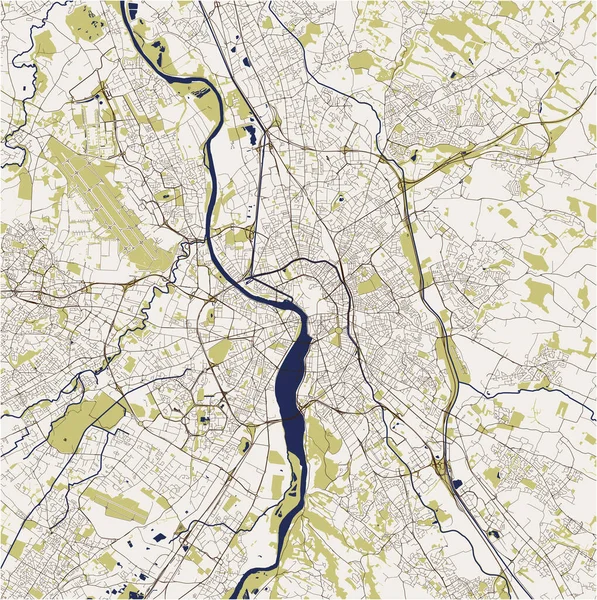 Toulouse şehrinin haritası, Fransa — Stok Vektör