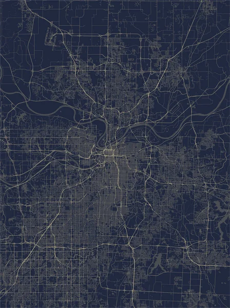 カンザスシティの地図,アメリカ — ストックベクタ