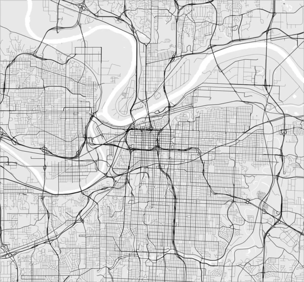 Mapa de la ciudad de Kansas City, Estados Unidos — Vector de stock