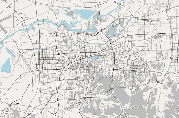 Mapa de la ciudad de Jinan, China — Vector de stock