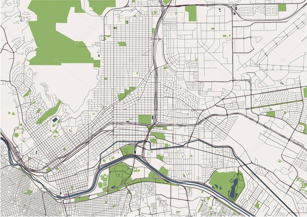 map of the city of El Paso, Texas, USA