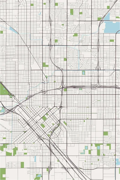 Karte der Stadt Fresno, USA — Stockvektor