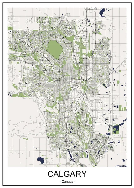 Mapa de la ciudad de Calgary, Canadá — Vector de stock