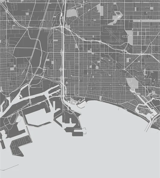 미국 캘리포니아주, 롱비치의 도시 지도 — 스톡 벡터