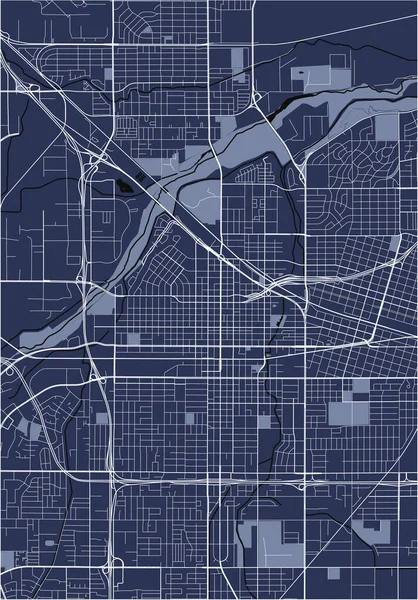 Karte der Stadt Bakersfield, USA — Stockvektor
