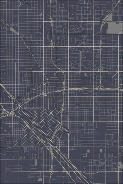 Karte der Stadt Fresno, USA — Stockvektor