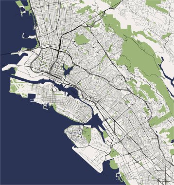 Oakland, Kaliforniya haritası, Usa