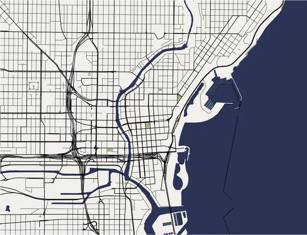 アメリカ・ウィスコンシン州ミルウォーキー市の地図 — ストックベクタ