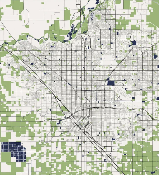 Fresno şehrinin haritası, Usa